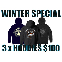 Castlemaine Rod Shop Hoodies (3 for $100)